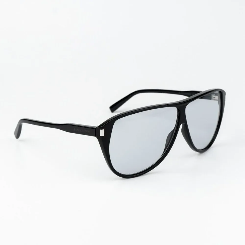 NEW Saint Laurent SL731 GASPAR  001 Black Light Blue Aviator Unisex Sunglasses
